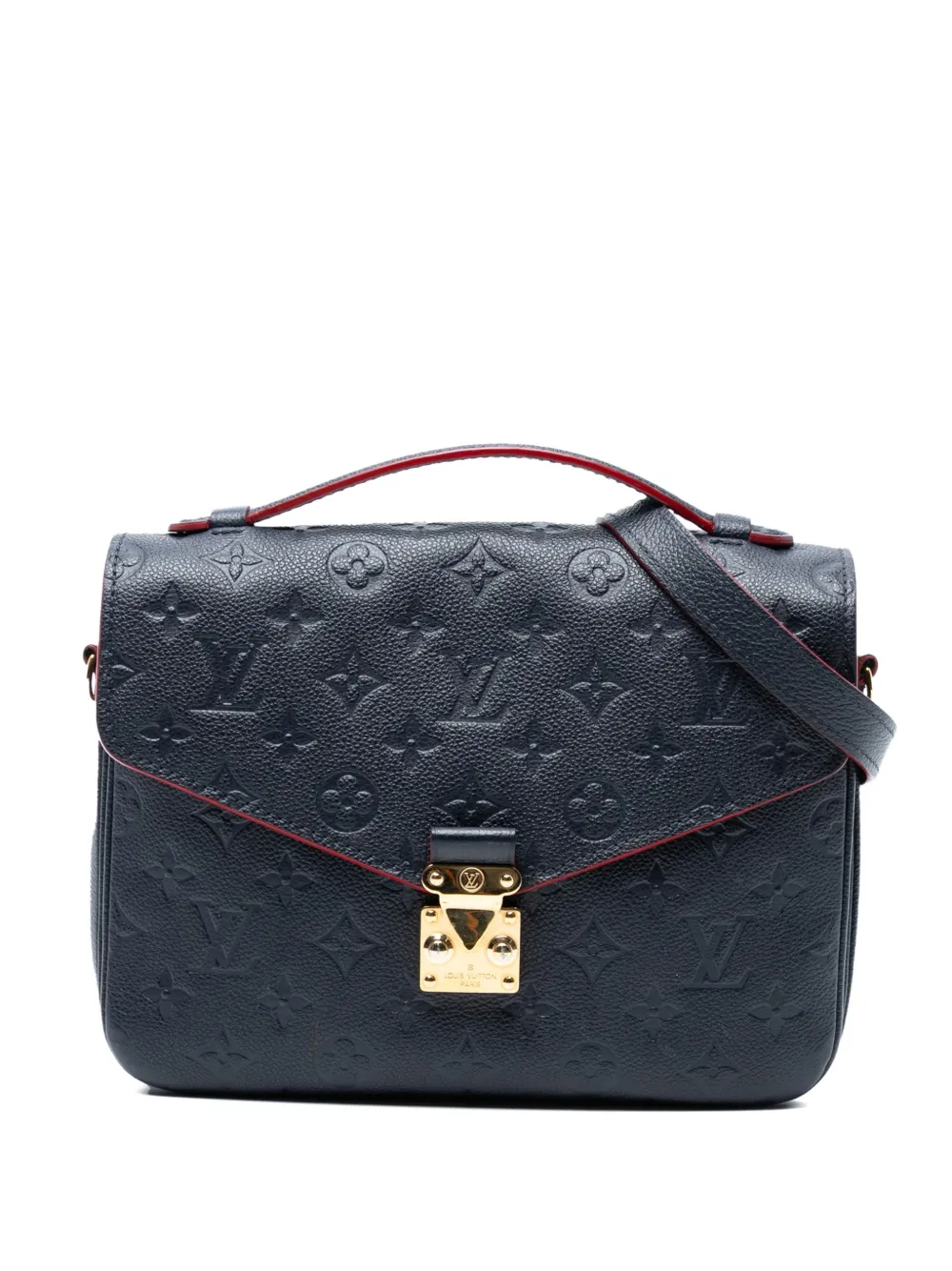 Pre-owned Louis Vuitton 2018 Monogram Empreinte Pochette Metis Satchel In Blue