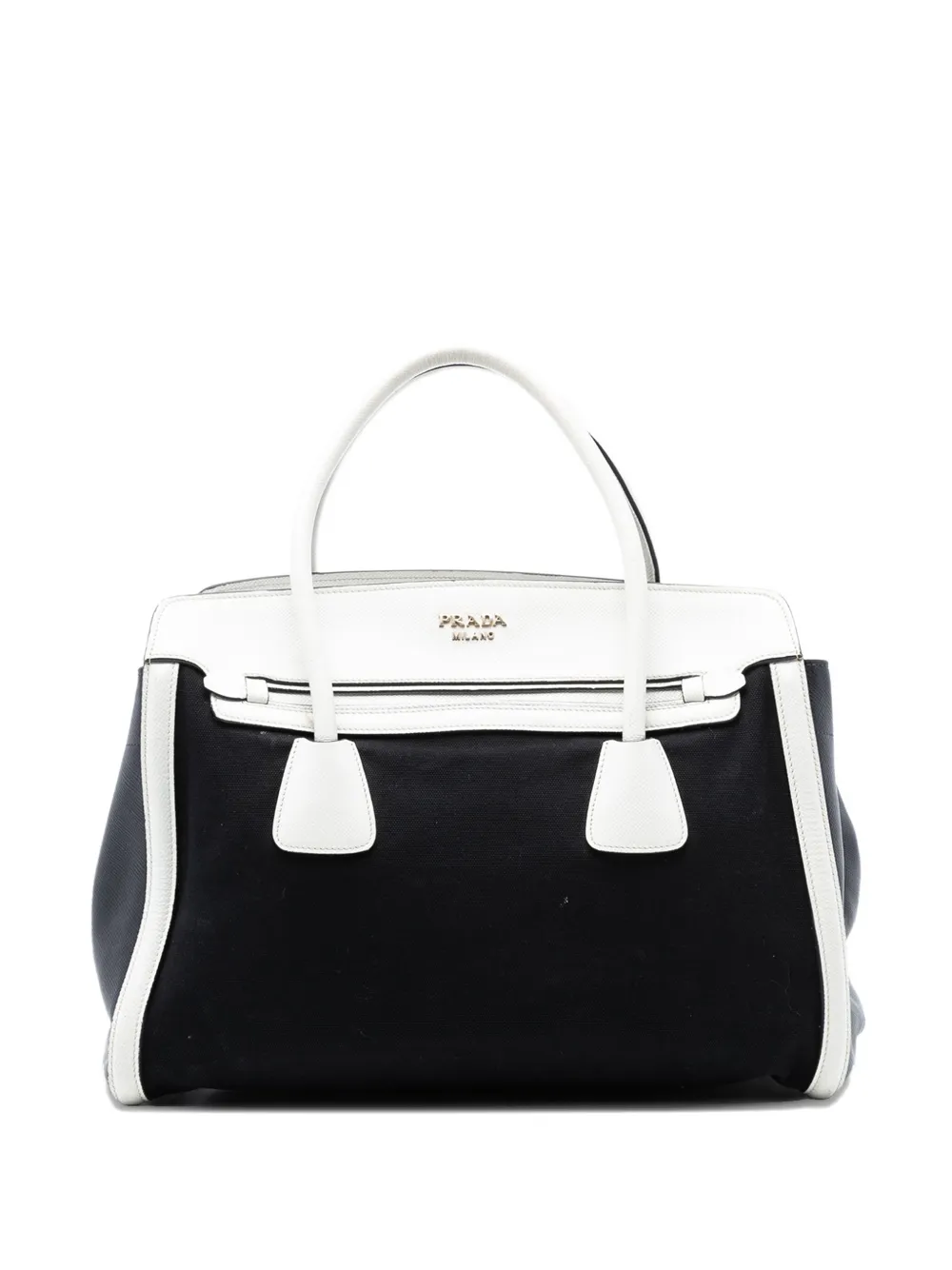 Prada Pre-Owned 2000-2025 Saffiano Trimmed Canvas satchel | Black | Image 1