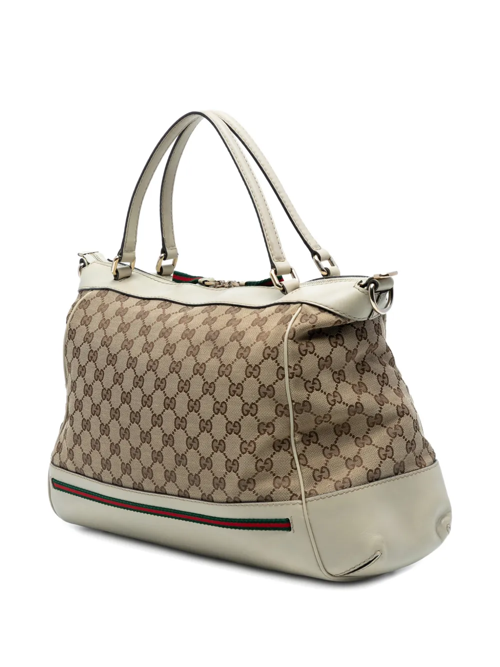 GUCCI Pre-owned 2016-2025 Gg Canvas Web Mayfair Satchel In Brown