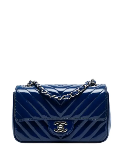 CHANEL Pre-Owned 2016-2017 Mini Rectangular Classic Chevron Patent Single Flap crossbody bag
