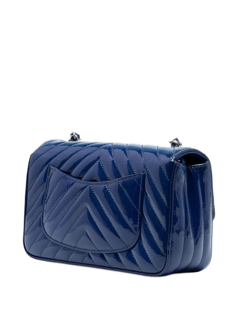 2016-2017 Mini Rectangular Classic Chevron Patent Single Flap Crossbody Bag