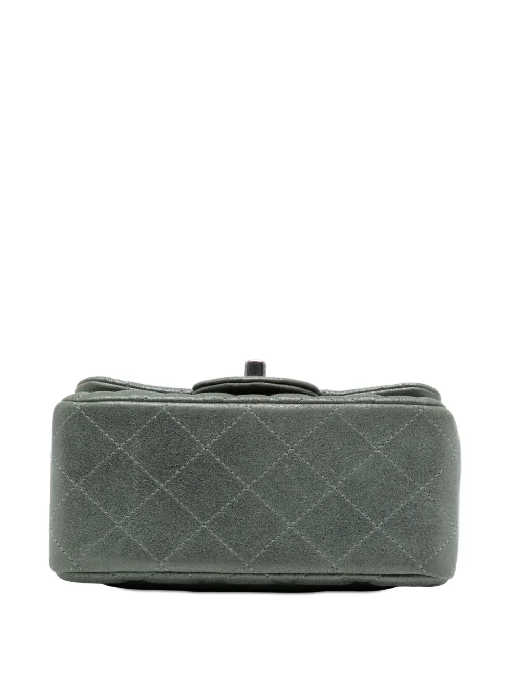 Pre-owned Chanel 2014-2015 Mini Square Classic Lambskin Single Flap Crossbody Bag In Gray