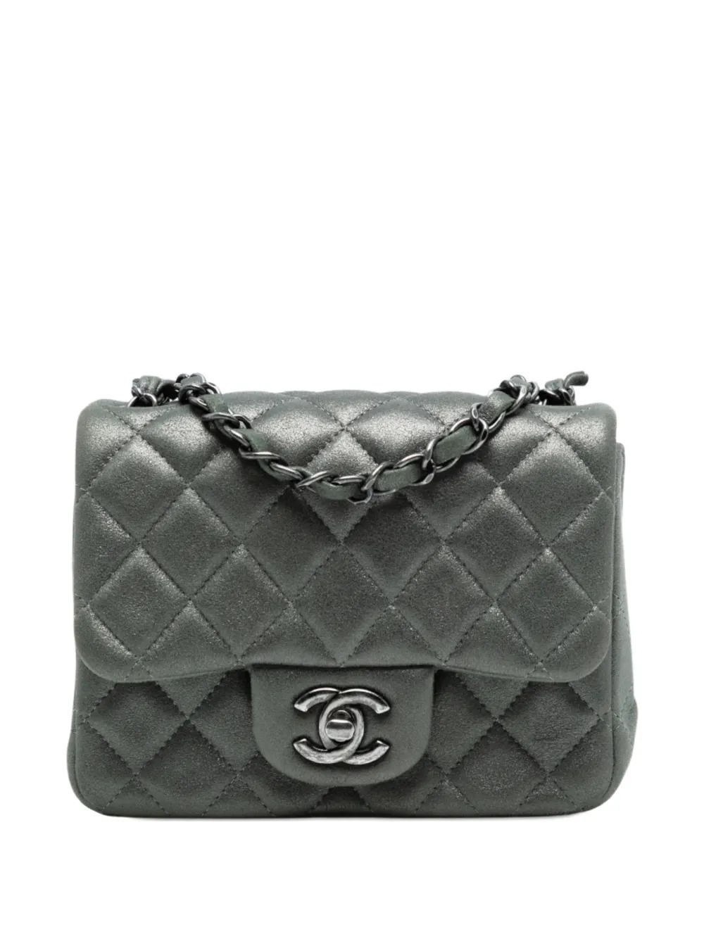 CHANEL Pre-Owned 2014-2015 Mini Square Classic Lambskin Single Flap crossbody bag - Grigio