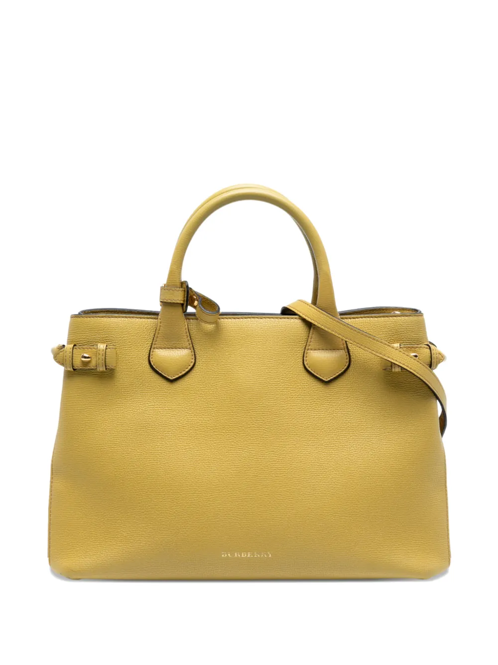 Pre-owned Burberry 2000-2017 Medium Leather And House Check Banner Satchel In Yellow