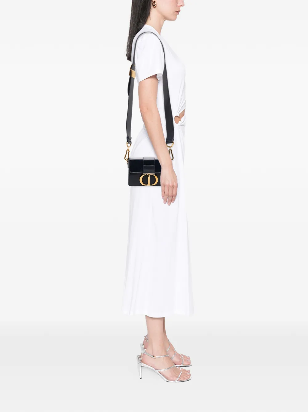 Pre-owned Dior 2019 Leather 30 Montaigne Box Bag Crossbody Bag In Blue