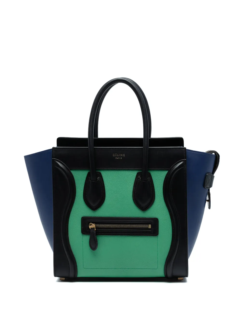 Celine Pre-Owned 2014 Micro Tricolor Leather Luggage tote bag - Verde