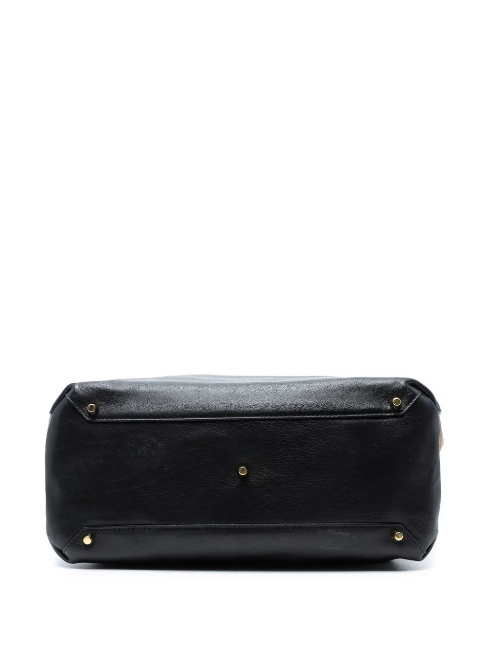 Pre-owned Burberry 2000-2017 Medium Leather And House Check Banner Satchel In Black