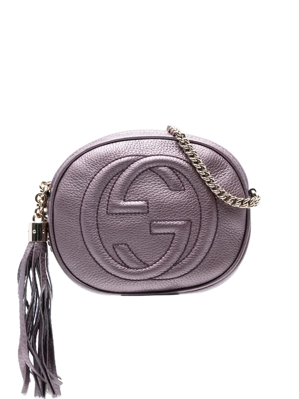 Gucci Pre-Owned 2016-2025 Mini Metallic Pebbled Calfskin Soho Chain crossbody bag - Viola