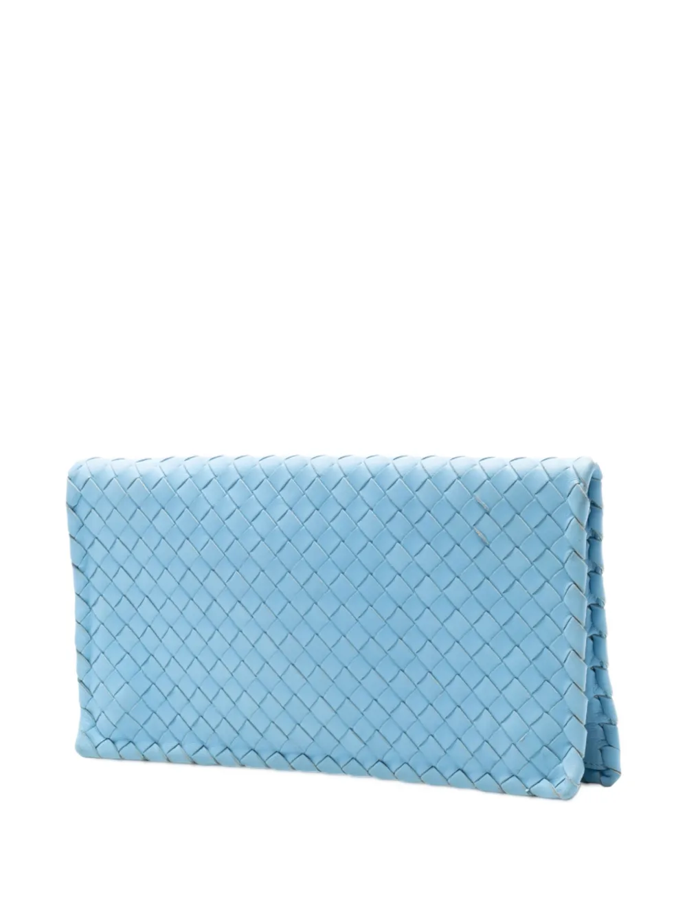 BOTTEGA VENETA Pre-owned 2012-2025 Nappa Intrecciato Turn Lock Clutch Bag In Blue