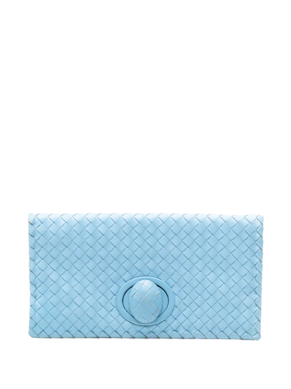 Pre-owned Bottega Veneta 2012-2025 Nappa Intrecciato Turn Lock Clutch Bag In Blue