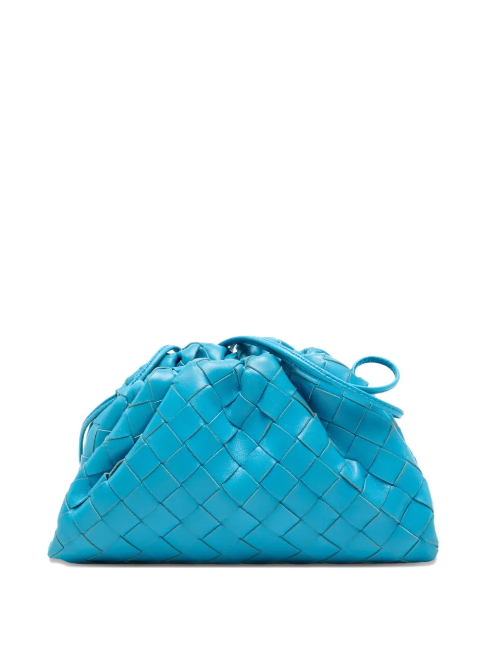 Pre-owned Bottega Veneta 2012-2025 Nappa Intrecciato The Mini Pouch Crossbody Bag In Blue