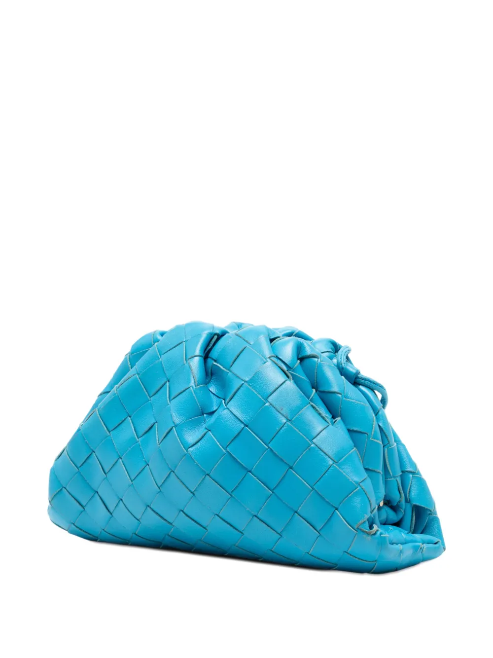 Pre-owned Bottega Veneta 2012-2025 Nappa Intrecciato The Mini Pouch Crossbody Bag In Blue