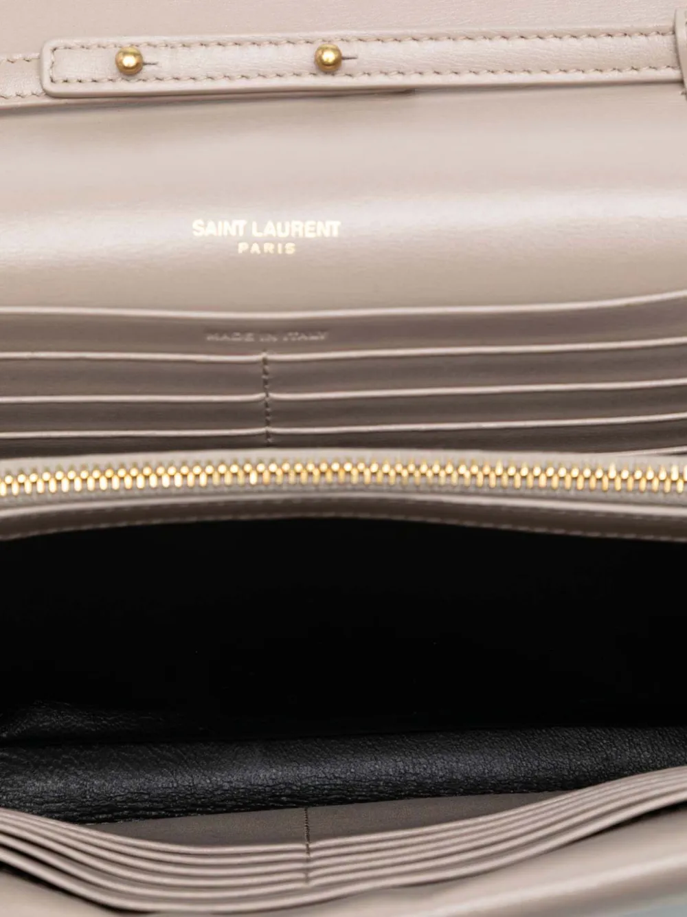 Pre-owned Saint Laurent 2013-2025 Leather Monogram Sulpice Wallet On Chain Crossbody Bag In Brown