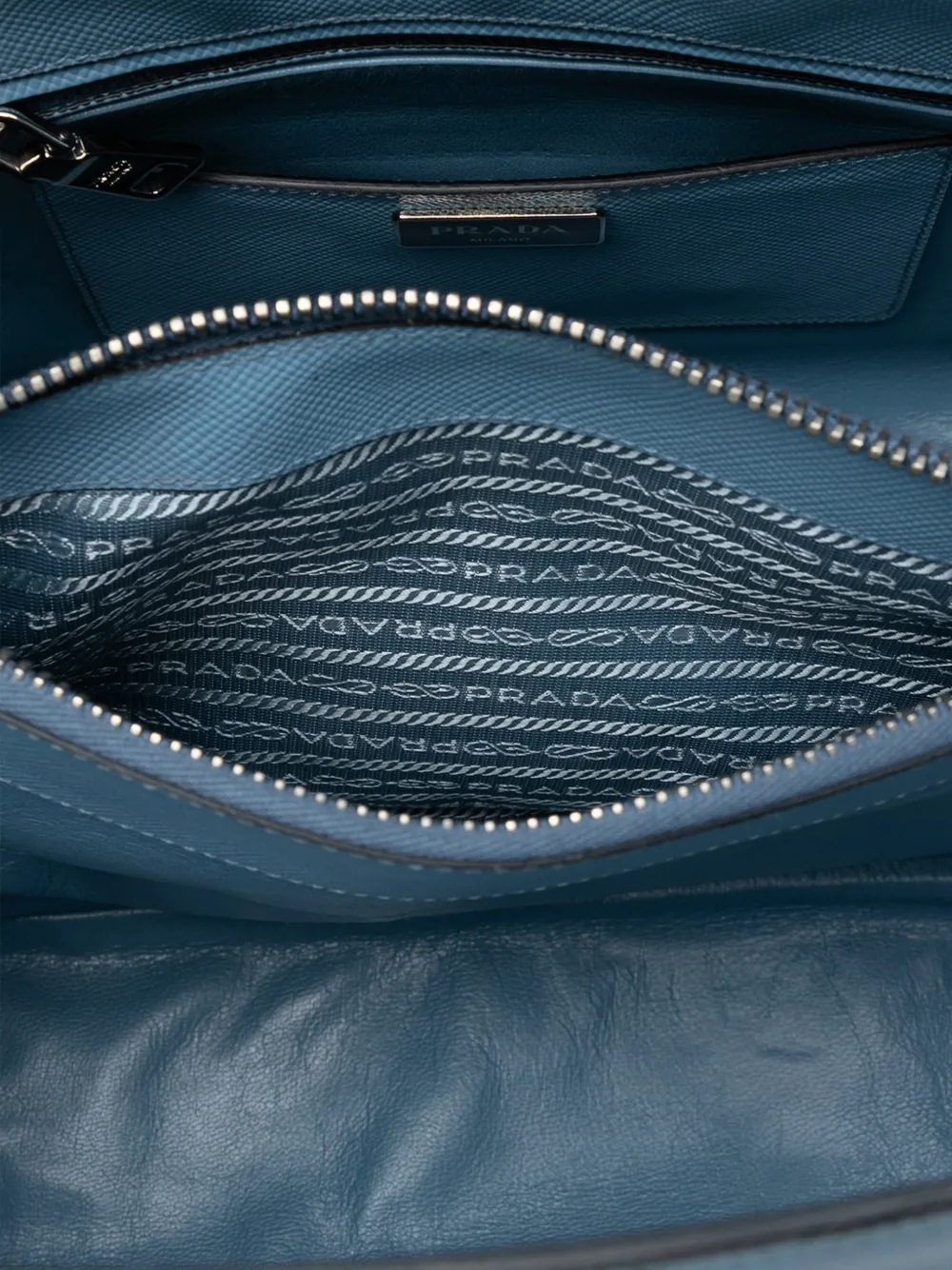 Pre-owned Prada 2000-2025 Saffiano Cuir Turnlock Twin Satchel In Blue