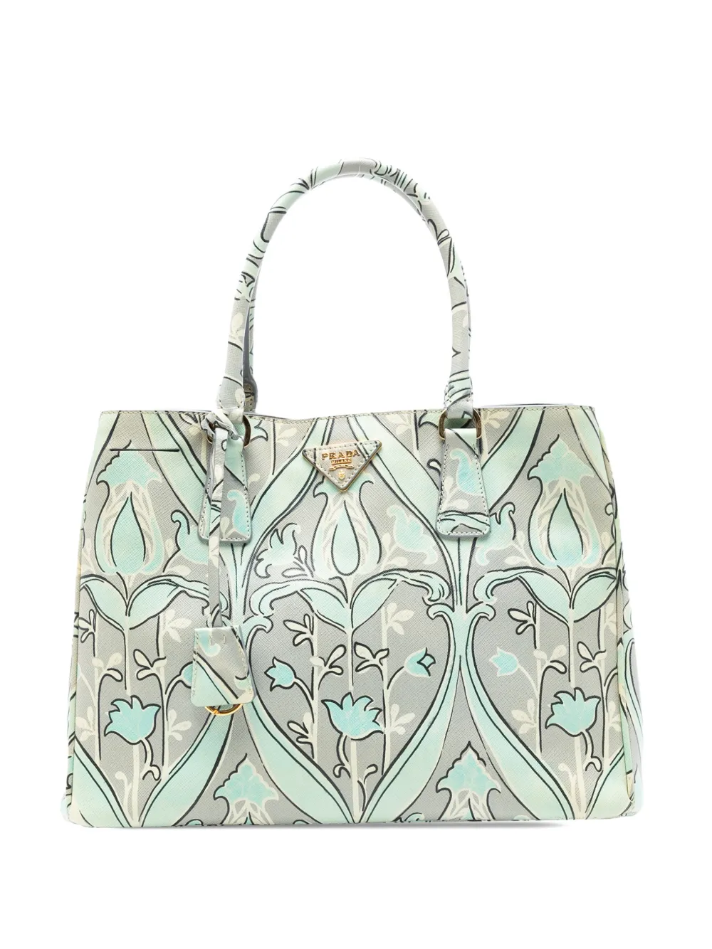 Prada Pre-Owned 2010-2025 Medium Saffiano Floral Print Galleria satchel - Verde
