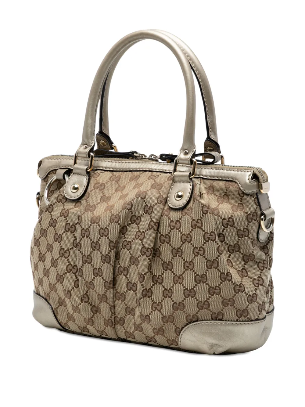 Pre-owned Gucci 2016-2025 Gg Canvas Sukey Satchel In Brown