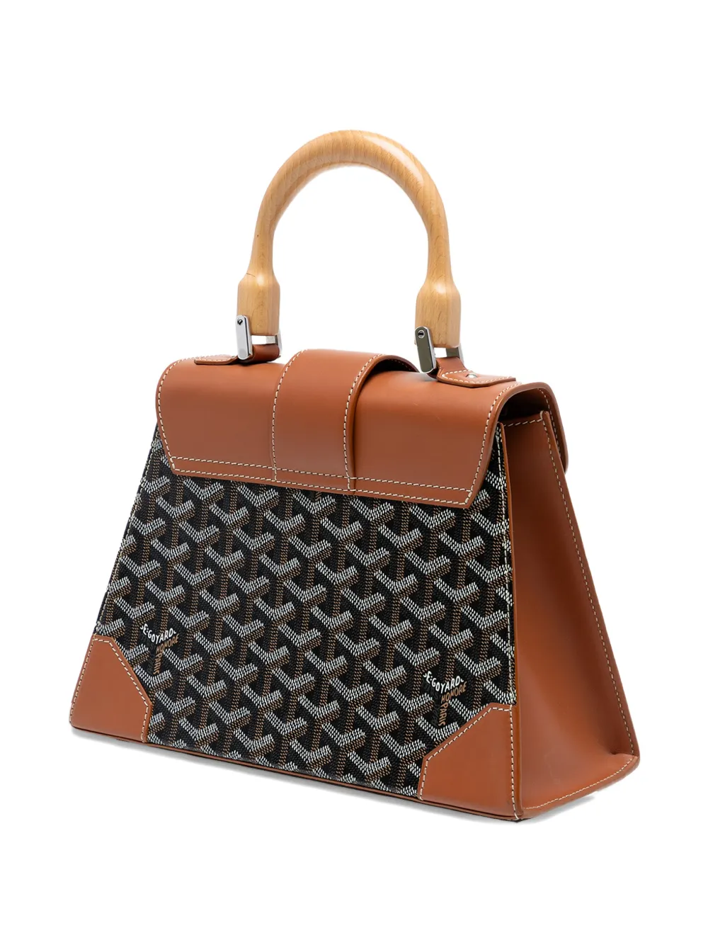 Pre-owned Goyard 2017 Ine Saigon Structured Pm Satchel In Black