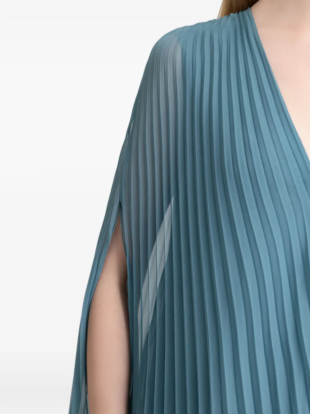 Gemy Maalouf Plissé maxi-jurk met V-hals Blauw