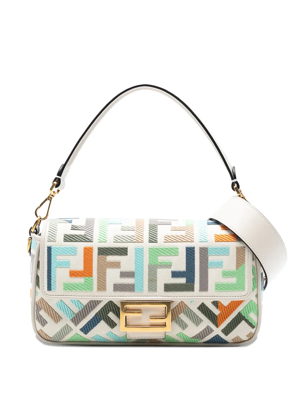 Fendi Pre-Owned 2010-2025 Zucca Embroidered Canvas Baguette satchel | White | Image 1