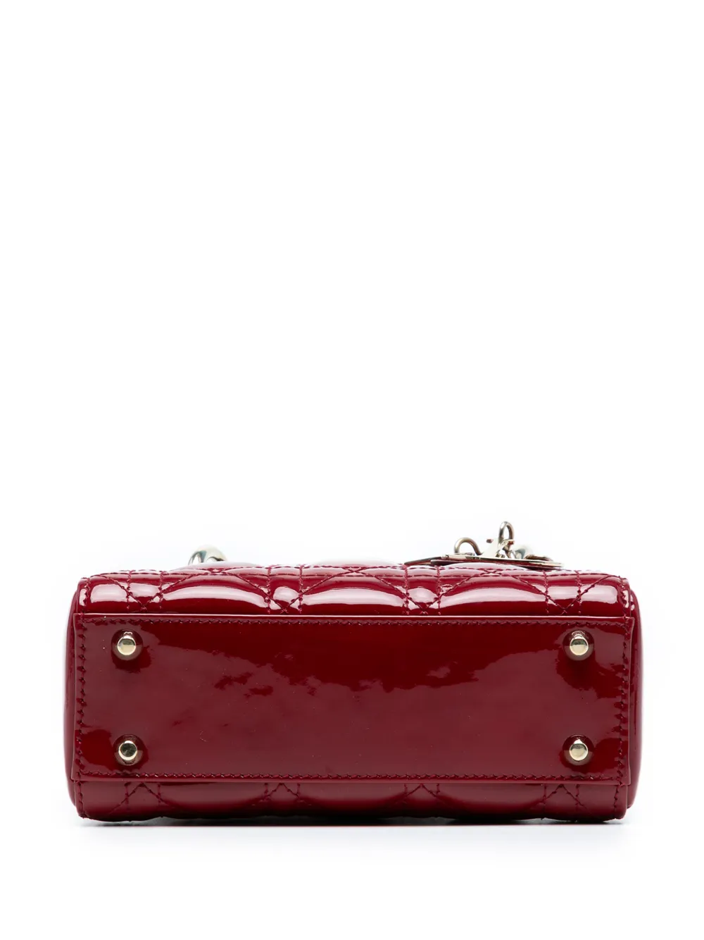DIOR Pre-owned 2018 Mini Patent Cannage Lady Satchel In Red