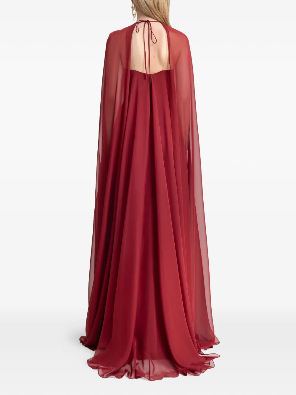 Gemy Maalouf Maxi-jurk met strikdetail en capemouwen - Rood