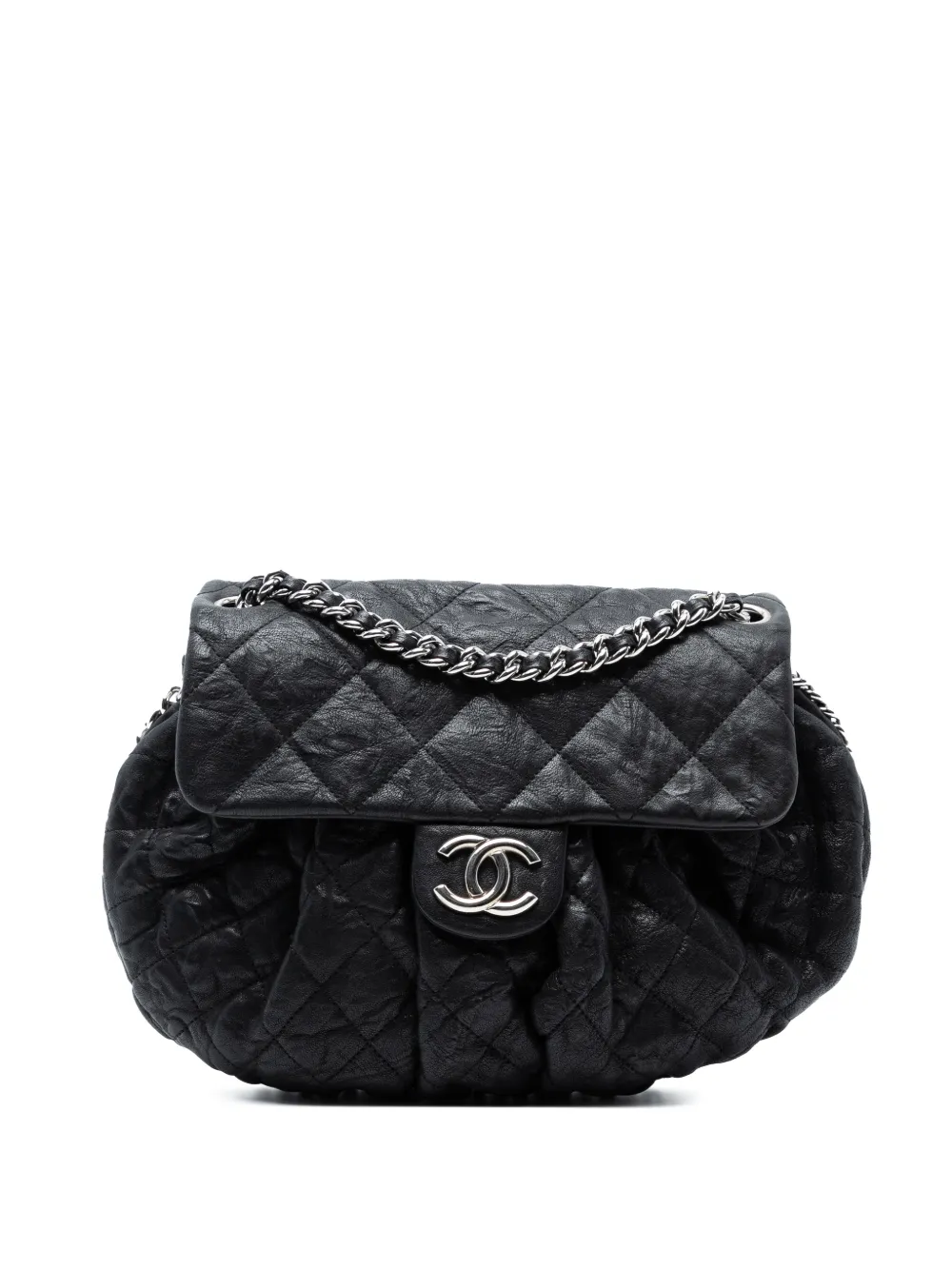 CHANEL Pre-Owned 2014 Medium Quilted Washed Lambskin Chain Around Messenger Bag crossbody bag - Nero