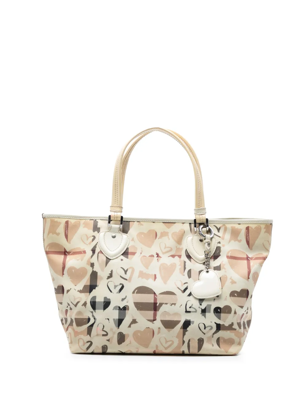 Burberry Pre-Owned 2000-2017 House Check Coated Canvas Hearts Gracie tote bag - Marrone