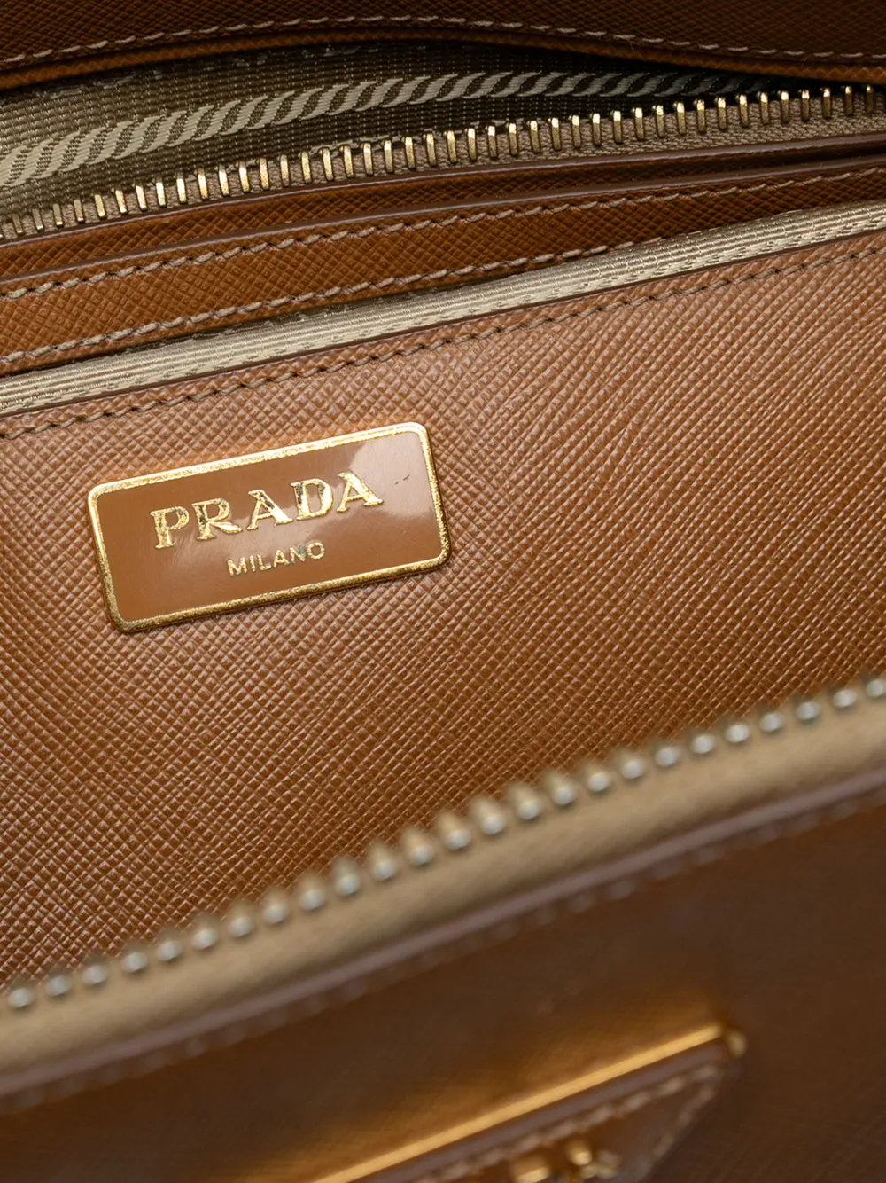 Pre-owned Prada 2010-2025 Large Saffiano Lux Promenade Satchel In Brown