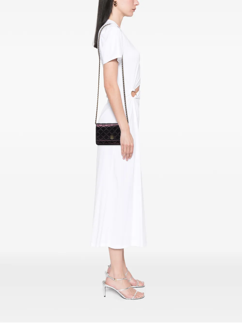 CHANEL Pre-Owned 2013-2014 Quilted Iridescent Lambskin Tartan Button Wallet On Chain crossbody bag | Pre-Owned | Image 2