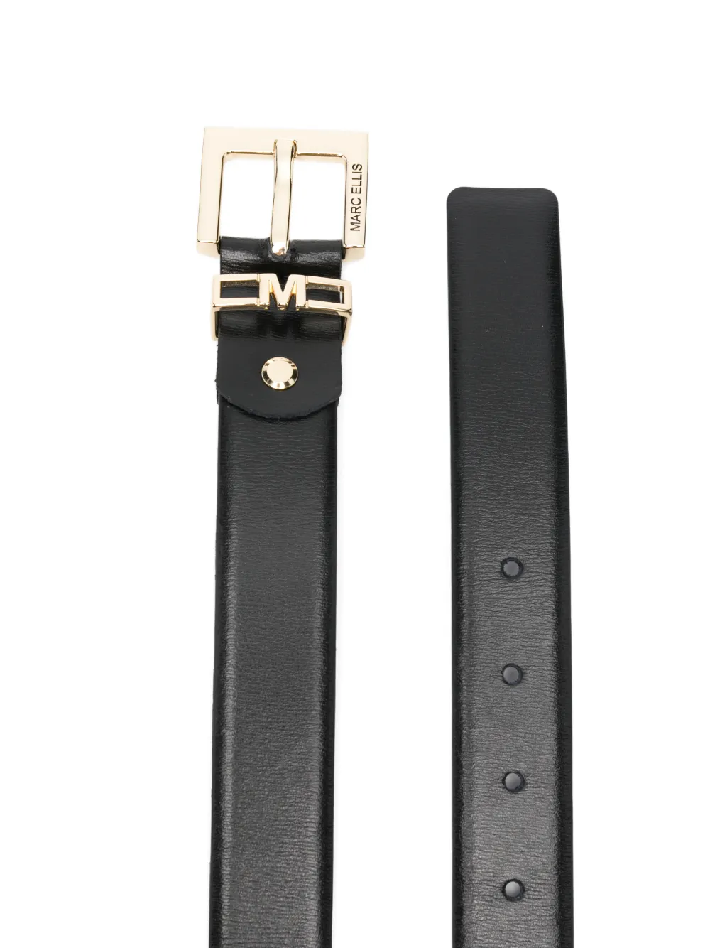 Marc Ellis logo leather belt - Zwart