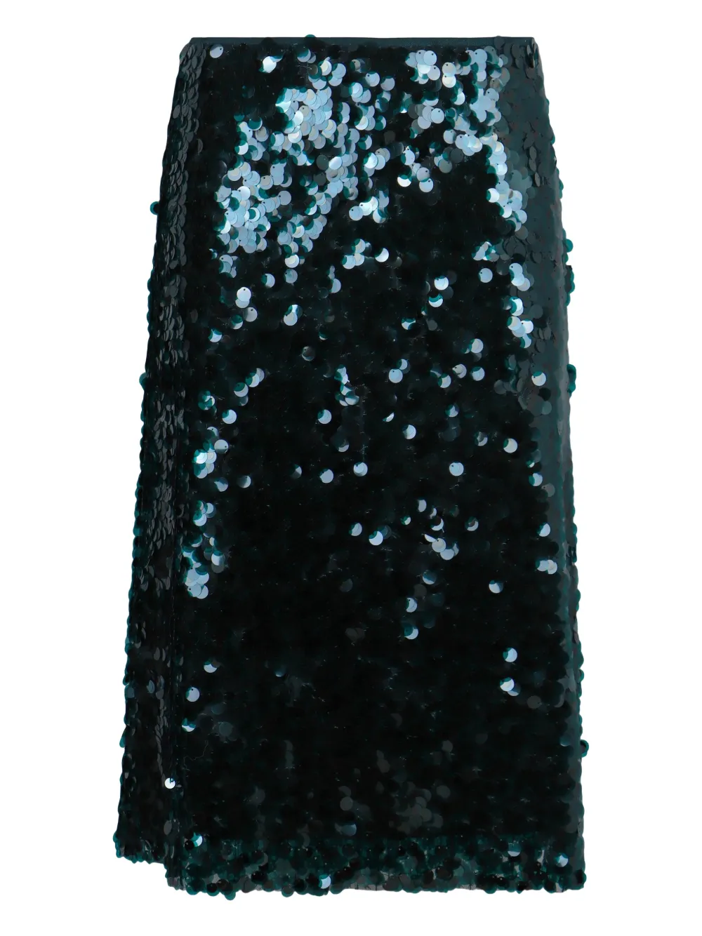 Vince Bias Sequin-embellished Midi Skirt In Green