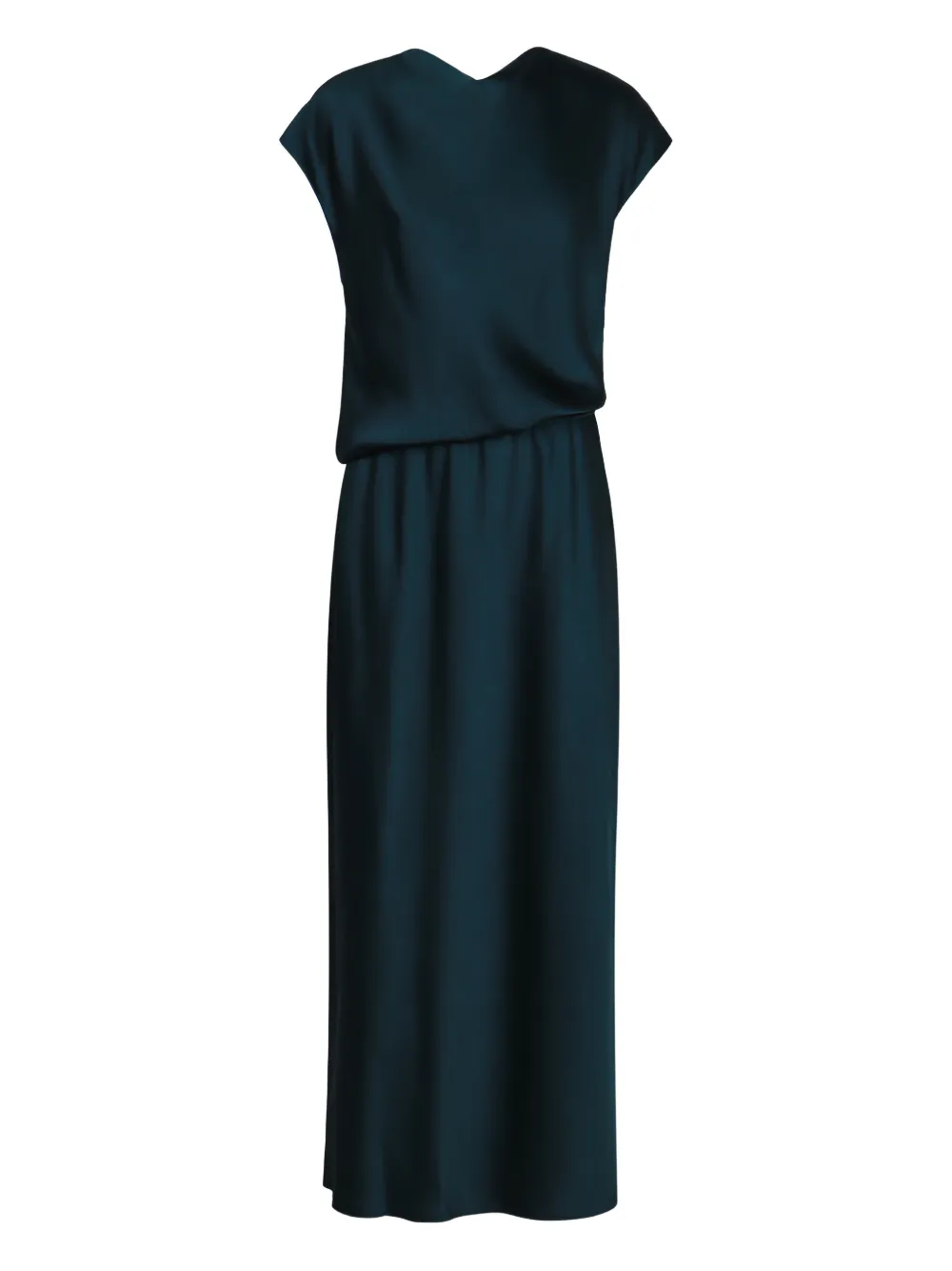 Vince Draped Short-sleeve Maxi Dress In Green