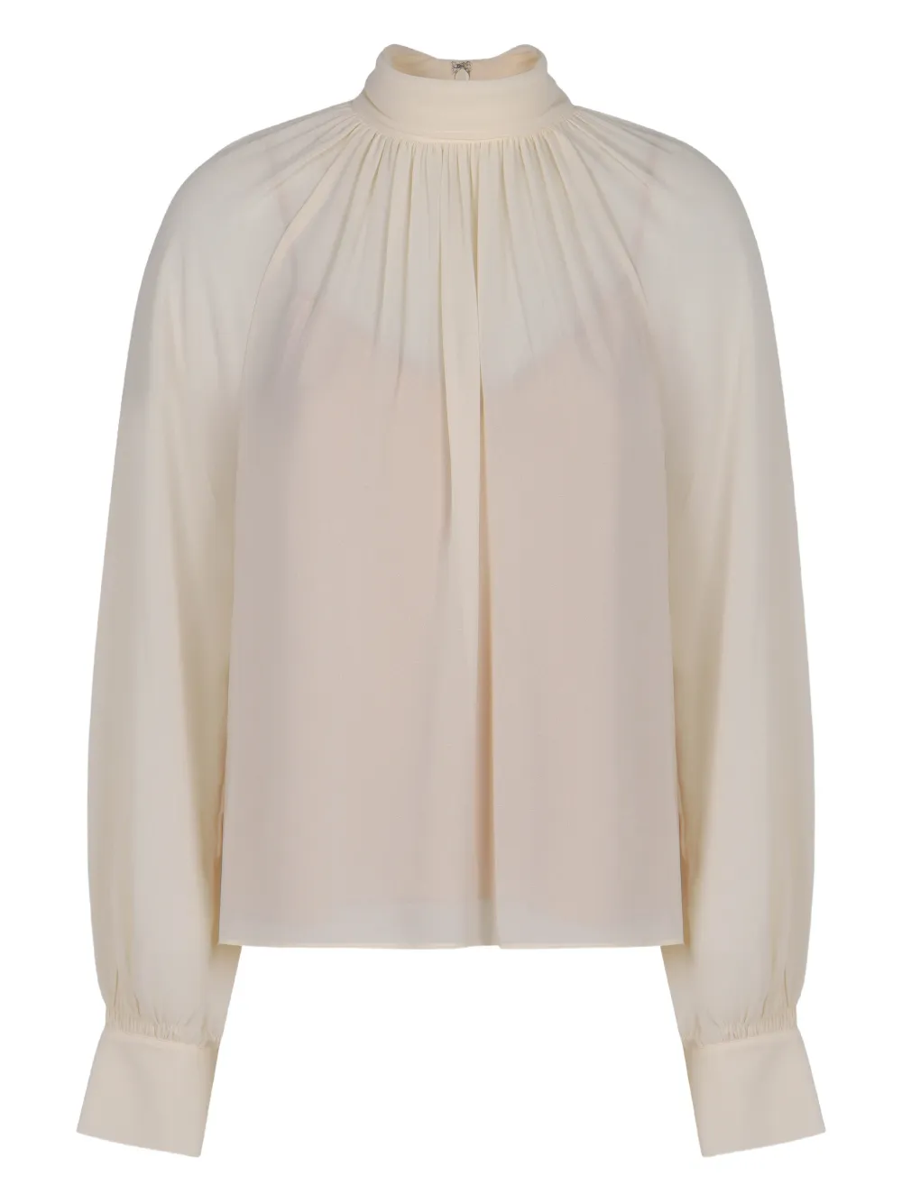 Vince High-neck Draped Blouse In Neutral