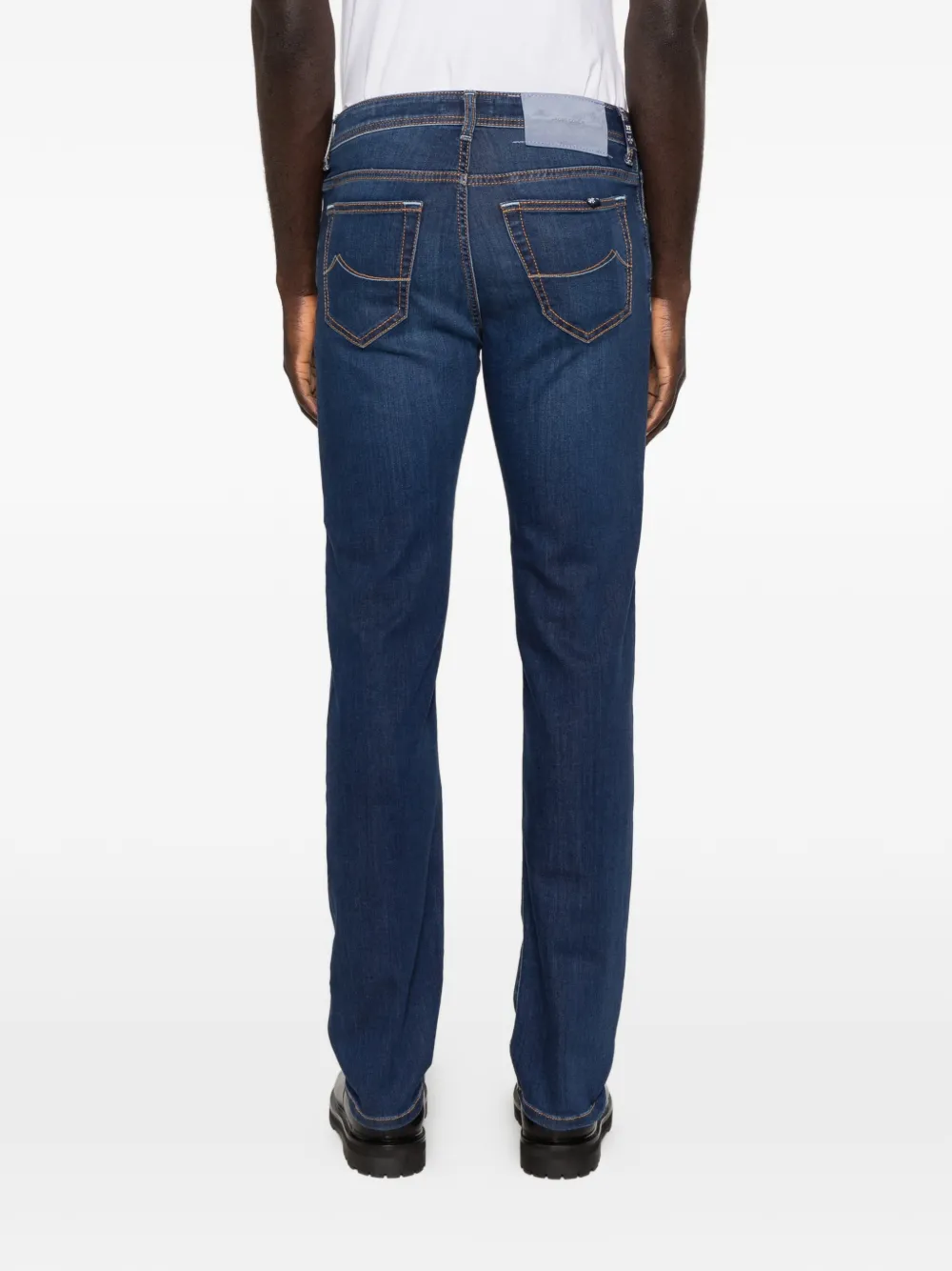Jacob Cohën Jeans met geborduurd logo Blauw