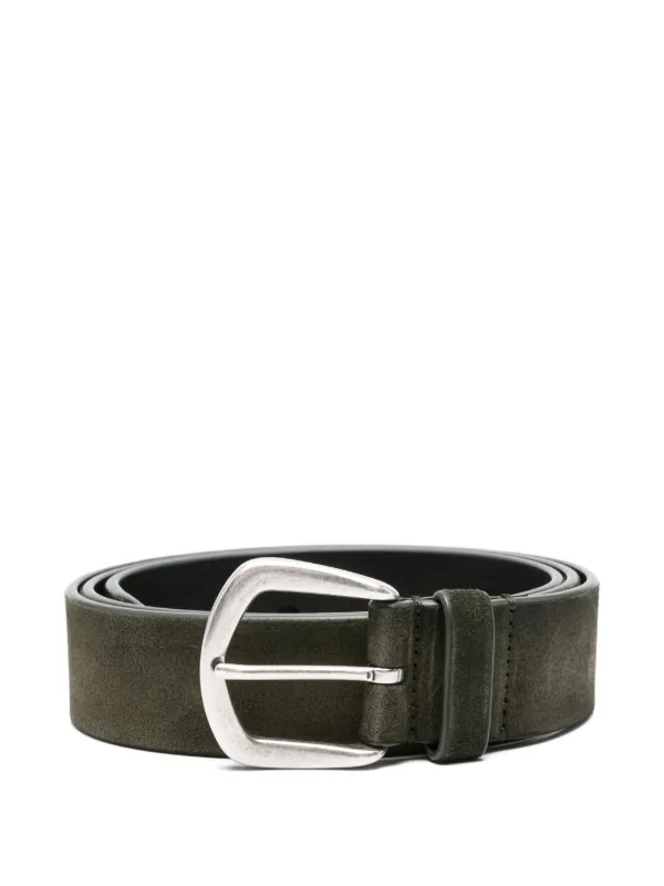 Officine Creative Suede Buckle Belt in Green