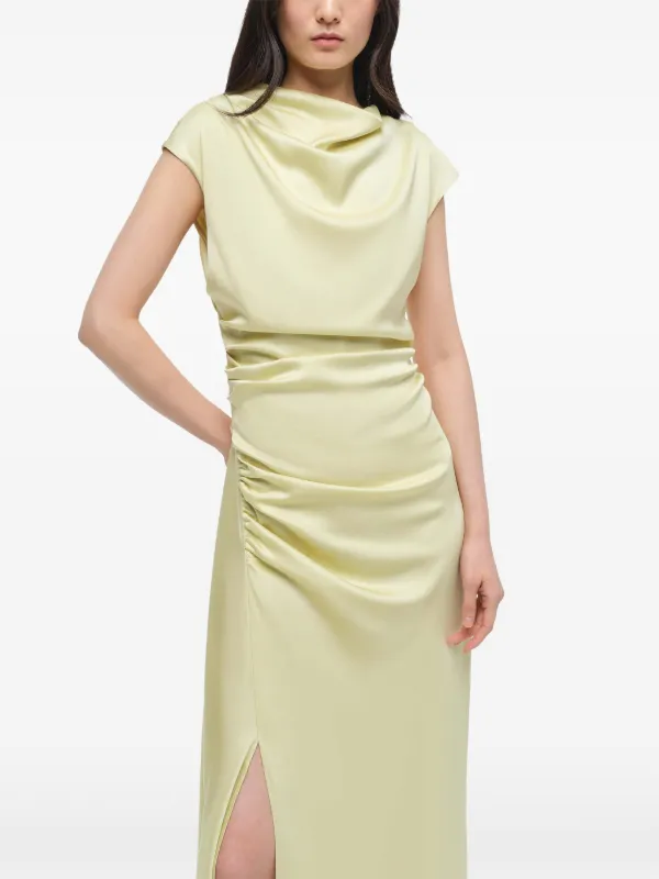 simkhai burke draped midi dress Burke Draped Satin Midi Dress  SIMKHAI