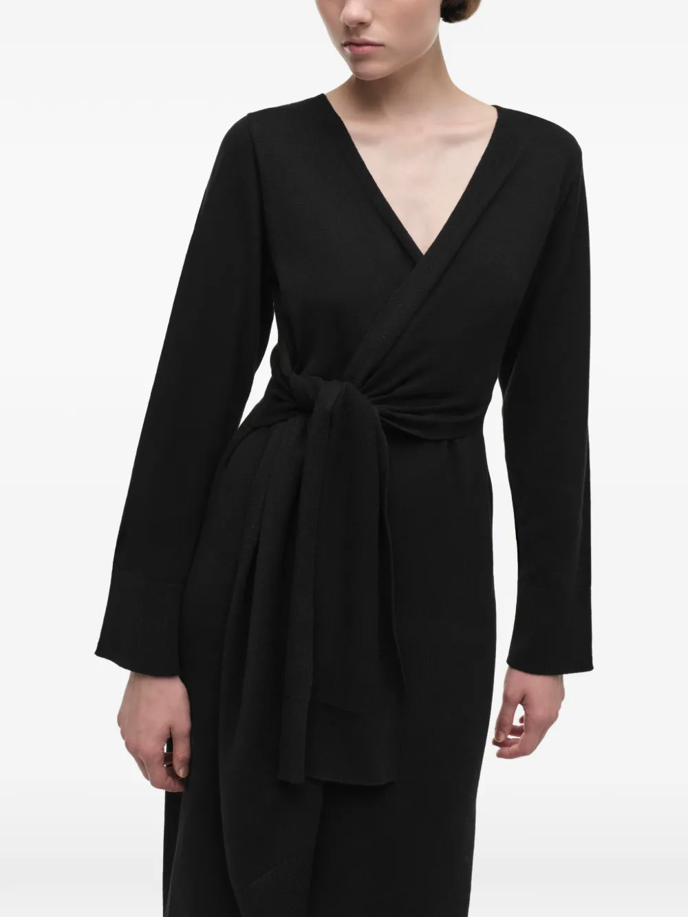 Simkhai Skyla Wrap-effect Knitted Midi Dress In Black