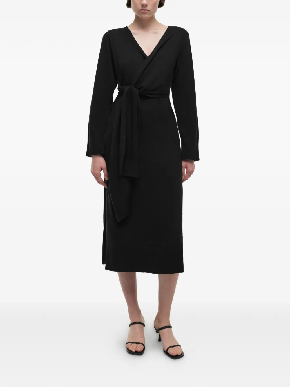 Simkhai Skyla katoenen midi-jurk met gestrikte taille - Zwart