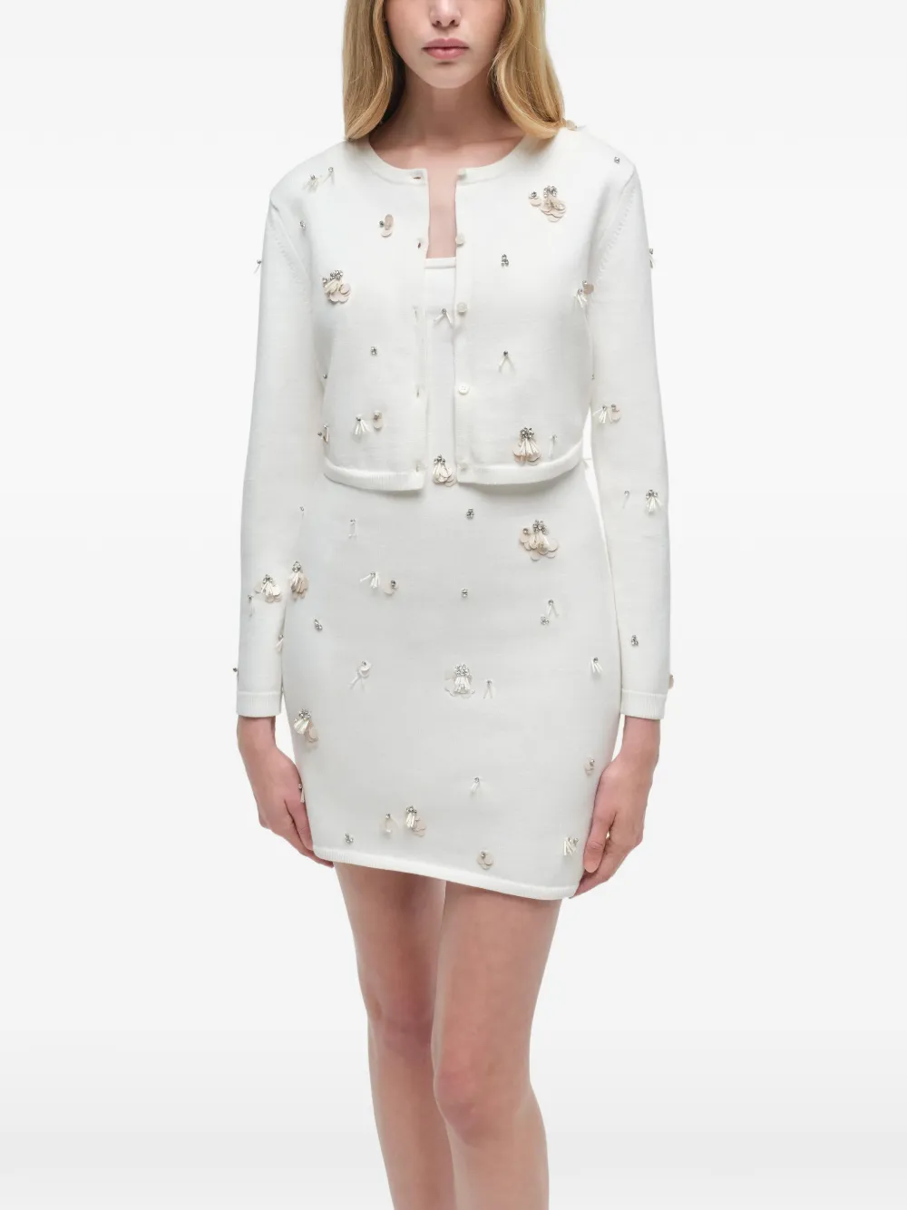 SIMKHAI Zadie verfraaid cropped vest Wit