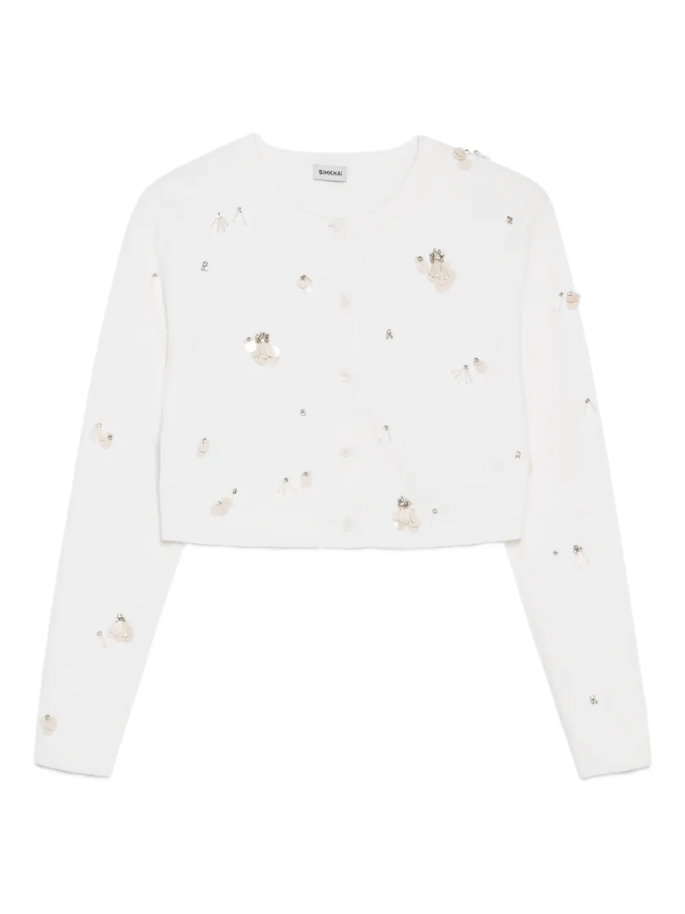Simkhai Zadie embellished cropped cardigan | White | Image 1