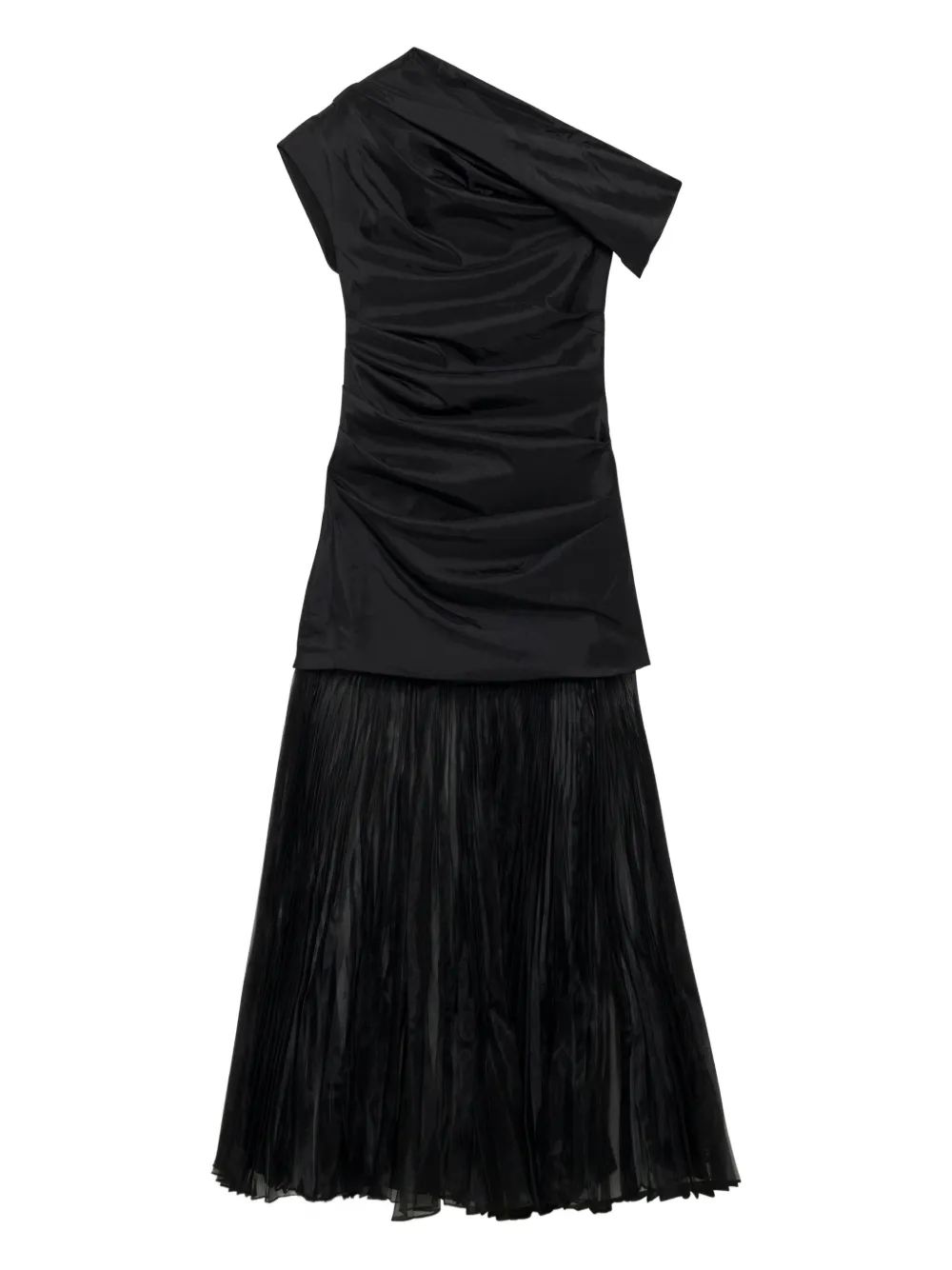 Simkhai Ammalie draped pleated-skirt taffeta dress | Black | Image 1