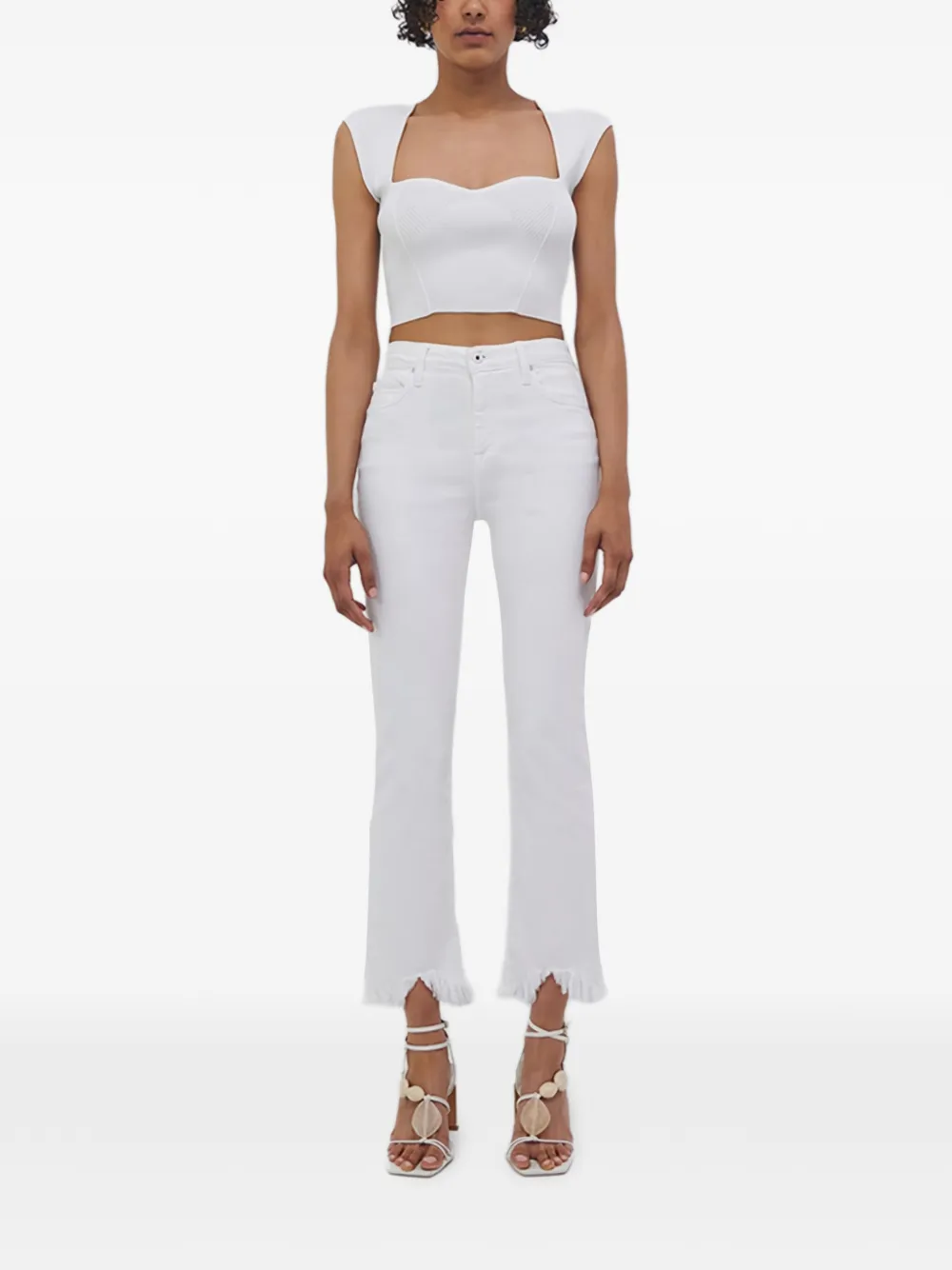 SIMKHAI River straight jeans met franje afwerking Wit