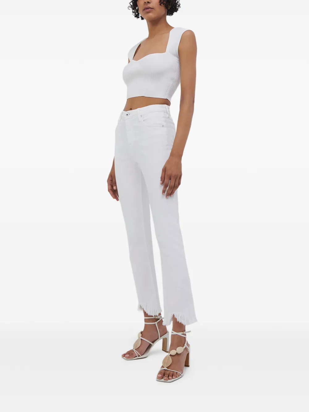 SIMKHAI River straight jeans met franje afwerking Wit