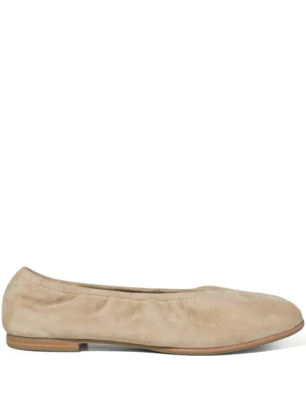 Simkhai Danna Suede Elasticated Ballet Flats in Neutrals