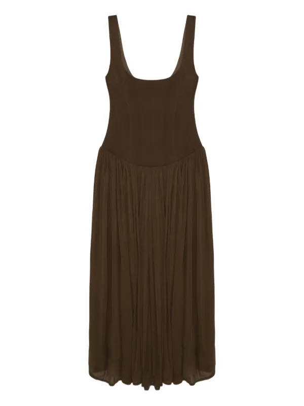 brown square neck midi dress Darcy Square Neck Midi Dress in Brown
