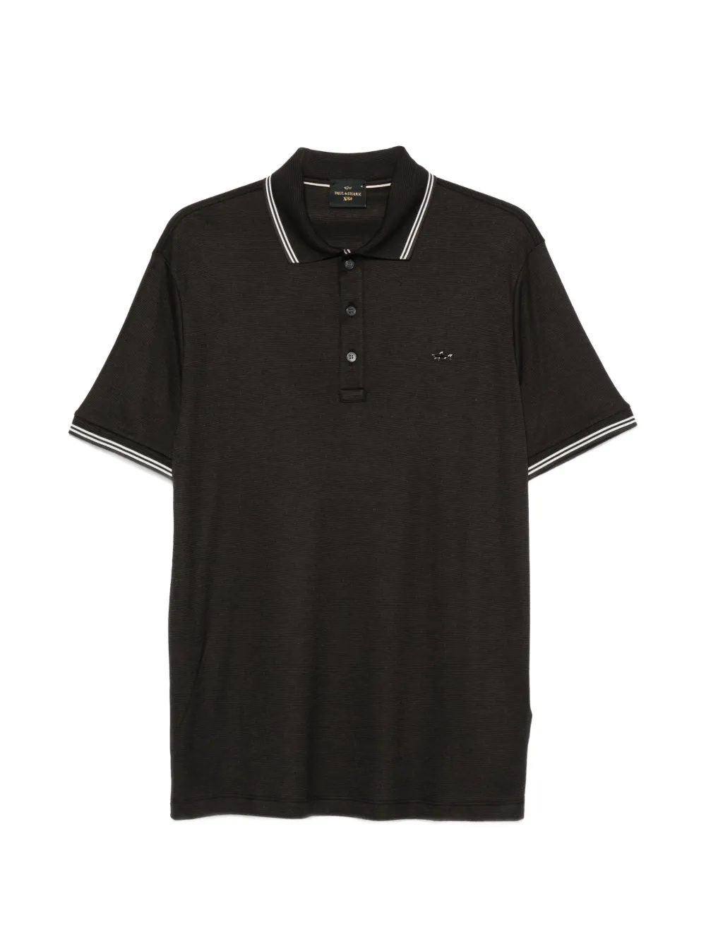 Paul & Shark logo-plaque tipped polo shirt - Nero