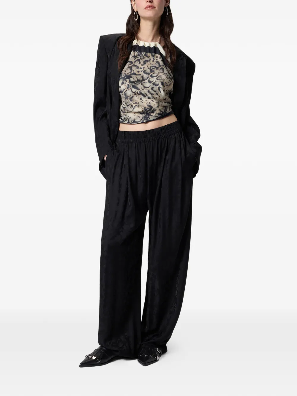 PINKO Broek met bloemen-jacquard Zwart