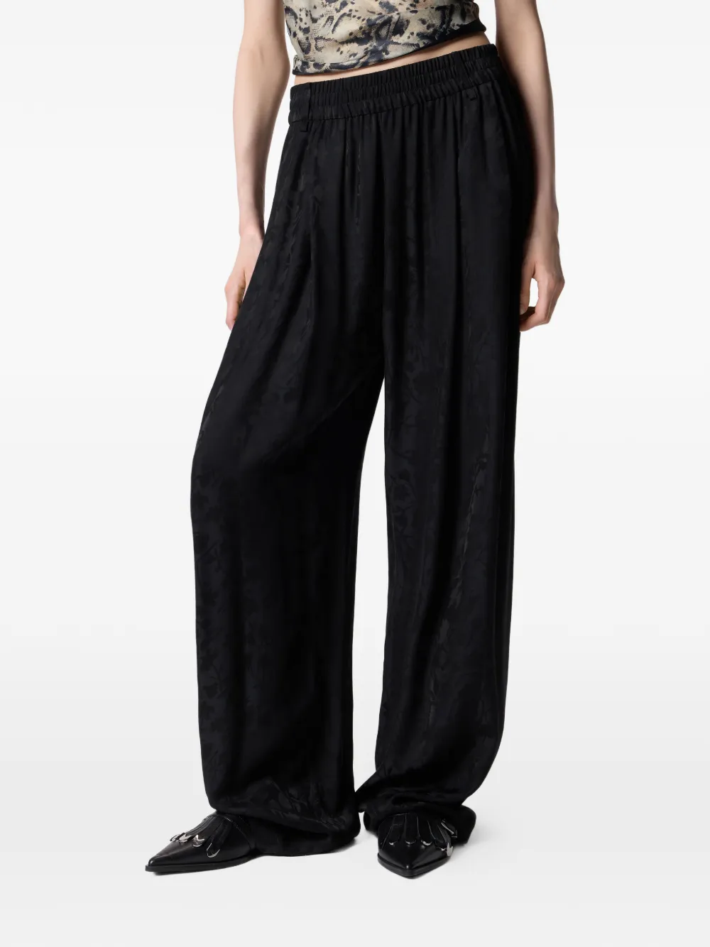 PINKO Broek met bloemen-jacquard Zwart