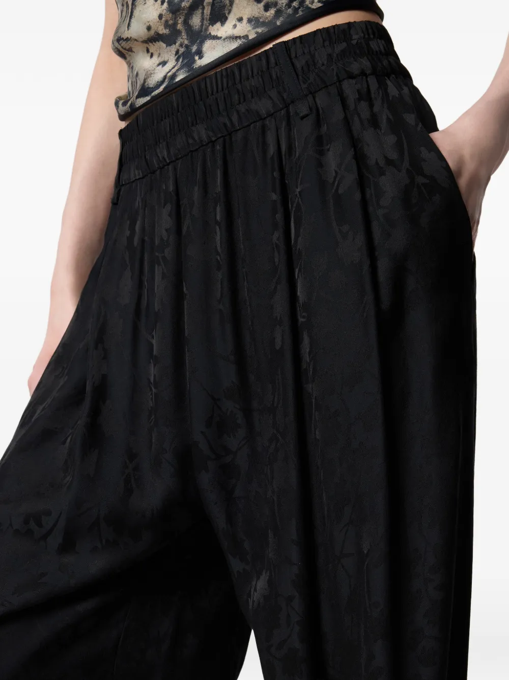 PINKO Broek met bloemen-jacquard Zwart