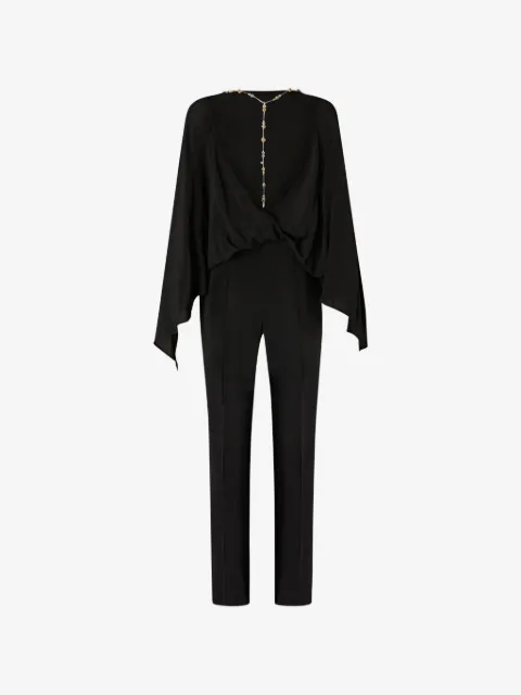 PINKO long playsuit with exposed back and jewel necklace